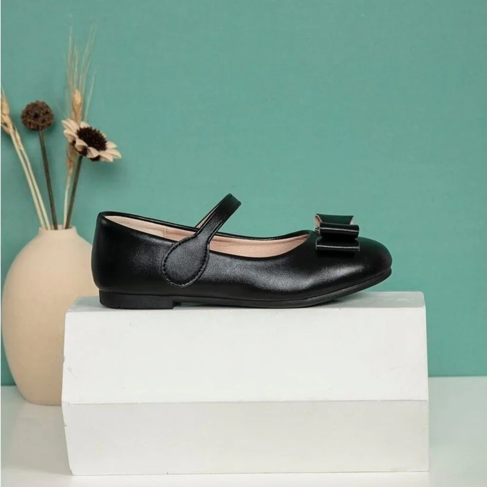 Girls bow decor Mary Jane shoes black 33